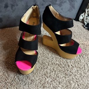 Cute Black cut out platform heels